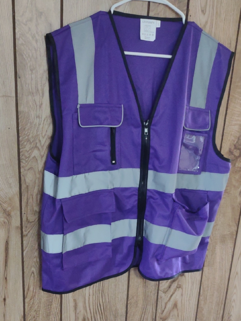 High-Visibility Purple Safety Vest with Reflective Stripes